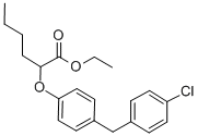 Hexanoic acid, 2-(4-((4-chlorophenyl)methyl)phenoxy)-, ethyl ester, (+ -)- Struktur