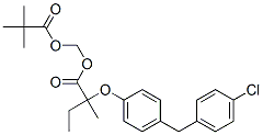 2,2-dimethylpropanoyloxymethyl 2-[4-[(4-chlorophenyl)methyl]phenoxy]-2 -methyl-butanoate Struktur