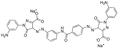 1-(3-Aminophenyl)-4-[[3-[[4-[[[1-(3-aminophenyl)-3-carboxy-4,5-dihydro-5-oxo-1H-pyrazol]-4-yl]azo]benzoyl]amino]phenyl]azo]-4,5-dihydro-5-oxo-1H-pyrazole-3-carboxylic acid disodium salt Struktur