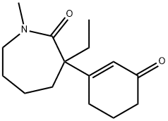 3-ethylhexahydro-1-methyl-3-(3-oxo-1-cyclohexen-1-yl)-2H-azepin-2-one Struktur