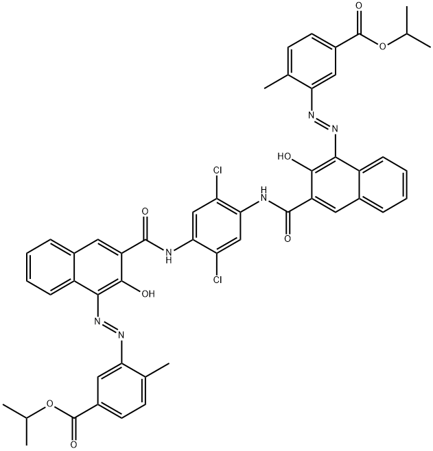 diisopropyl 3,3'-[(2,5-dichloro-1,4-phenylene)bis[iminocarbonyl(2-hydroxy-3,1-naphthylene)azo]]bis[4-methylbenzoate] Struktur