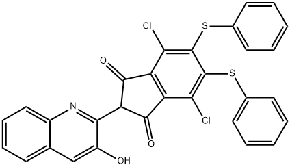 4,7-Dichloro-2-(3-hydroxy-2-quinolinyl)-5,6-bis(phenylthio)-1H-indene-1,3(2H)-dione Struktur