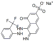 sodium 6-imino-4-oxo-5-[2-[2-(trifluoromethyl)phenyl]hydrazinyl]naphth alene-2-sulfonate Struktur