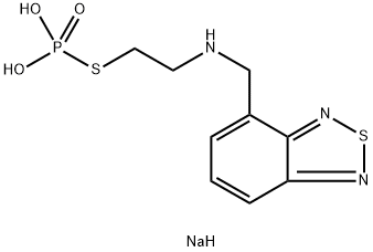 disodium 1-(hydroxy-oxido-phosphoryl)-2-(8-thia-7,9-diazabicyclo[4.3.0 ]nona-2,4,6,9-tetraen-2-ylmethylamino)ethanethiolate Struktur