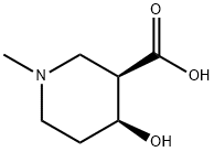 3-Piperidinecarboxylic acid, 4-hydroxy-1-methyl-, (3R,4S)- (9CI) Struktur