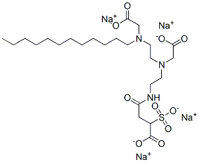 4-[[2-[(Carboxymethyl)[2-[(carboxymethyl)dodecylamino]ethyl]amino]ethyl]amino]-4-oxo-2-sulfobutanoic acid tetrasodium salt Struktur