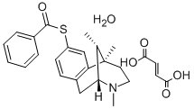 Benzenecarbothioic acid, S-(1,2,3,4,5,6-hexahydro-3,6,11-trimethyl-2,6 -methano-3-benzazocin-8-yl) ester, (2-alpha,6-alpha,11R*)-, (+-)-, (E) -2-butenedioate (1:1), hydrate Struktur