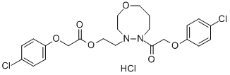 Acetic acid, (4-chlorophenoxy)-, 2-(5-((4-chlorophenoxy)acetyl)hexahyd ro-4H-1,4,5-oxadiazocin-4-yl)ethyl ester, monohydrochloride Struktur