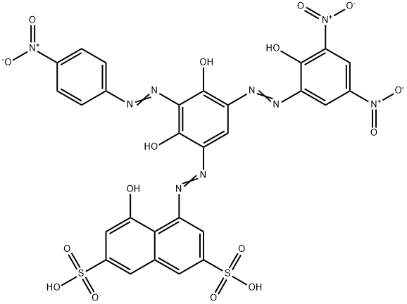 4-[[2,4-Dihydroxy-5-[(2-hydroxy-3,5-dinitrophenyl)azo]-3-[(4-nitrophenyl)azo]phenyl]azo]-5-hydroxy-2,7-naphthalenedisulfonic acid Struktur