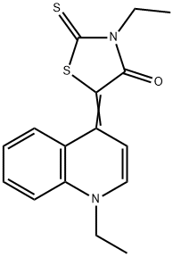 3-ethyl-5-(1-ethyl-(1H)-quinolin-4-ylidene)-2-thioxothiazolidin-4-one Struktur