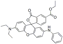 6'-(Diethylamino)-3-oxo-2'-(phenylamino)spiro[isobenzofuran-1(3H),9'-[9H]xanthene]-5-carboxylic acid ethyl ester Struktur