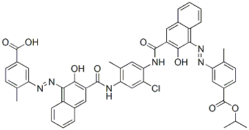 3,3'-[(2-Chloro-5-methyl-1,4-phenylene)bis[iminocarbonyl(2-hydroxy-3,1-naphthalenediyl)azo]]bis[4-methylbenzoic acid 1-methylethyl] ester Struktur