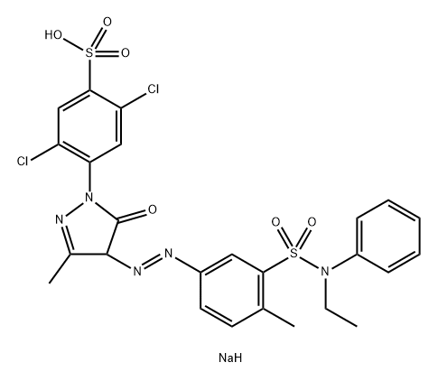 sodium 2,5-dichloro-4-[4-[[3-[(ethylphenylamino)sulphonyl]-p-tolyl]azo]-4,5-dihydro-3-methyl-5-oxo-1H-pyrazol-1-yl]benzenesulphonate Struktur