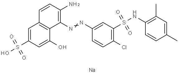 sodium 6-amino-5-[[4-chloro-3-[[(2,4-dimethylphenyl)amino]sulphonyl]phenyl]azo]-4-hydroxynaphthalene-2-sulphonate Struktur