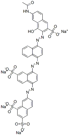 7-[[4-[[4-[[7-(Acetylamino)-1-hydroxy-3-sulfo-2-naphthalenyl]azo]-1-naphthalenyl]azo]-6-sulfo-1-naphthalenyl]azo]-1,3-naphthalenedisulfonic acid tetrasodium salt Struktur