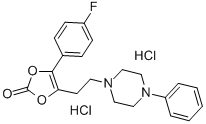 4-(4-fluorophenyl)-5-[2-(4-phenyl-1-piperazinyl)ethyl]-1,3-dioxol-2-one dihydrochloride Struktur