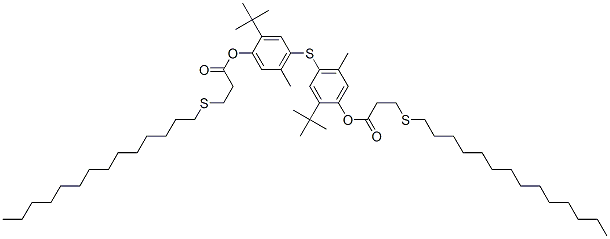 thiobis[2-(1,1-dimethylethyl)-5-methyl-4,1-phenylene] bis[3-(tetradecylthio)propionate] Struktur