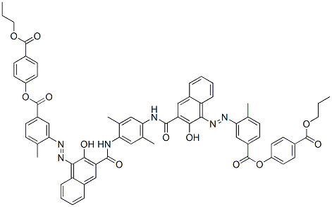 bis[4-(propoxycarbonyl)phenyl] 3,3'-[(2,5-dimethyl-p-phenylene)bis[iminocarbonyl(2-hydroxy-1,3-naphthylene)azo]]di-p-toluate Struktur