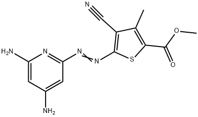 4-Cyano-5-[(4,6-diamino-2-pyridinyl)azo]-3-methyl-2-thiophenecarboxylic acid methyl ester Struktur