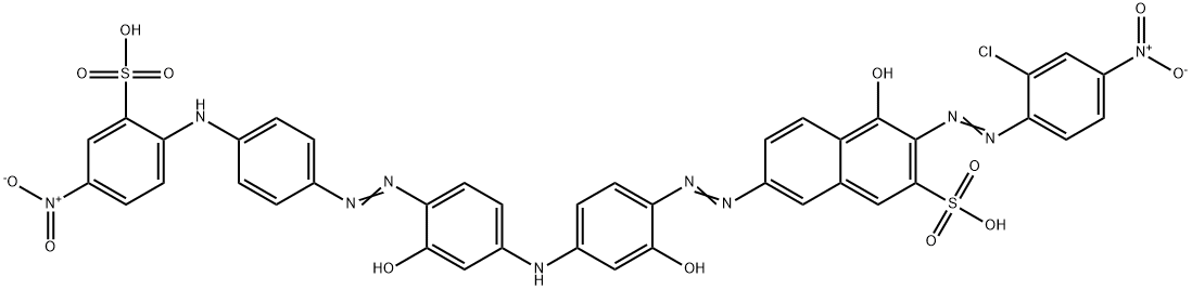 2-Naphthalenesulfonic acid, 3-[(2-chloro-4-nitrophenyl) azo]-4-hydroxy-7-[[2-hydroxy-4-[[3-hydroxy-4-[[4 -[(4-nitro-2-sulfophenyl)amino]phenyl]azo]phenyl]amin o]phenyl]azo]- Struktur