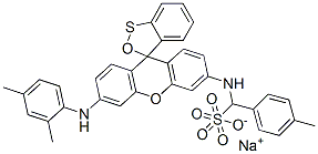 sodium [[6'-[(2,4-dimethylphenyl)amino]spiro[3H-2,1-benzoxathiole-3,9'-[9H]xanthene]-3'-yl]amino]xylenesulphonate S,S-dioxide Struktur