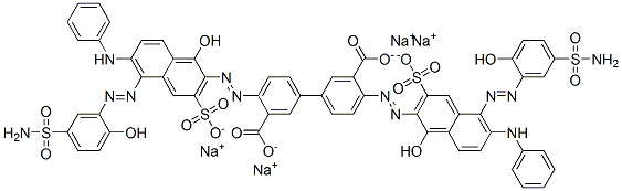 tetrasodium 4,4'-bis[[5-[[5-(aminosulphonyl)-2-hydroxyphenyl]azo]-1-hydroxy-6-(phenylamino)-3-sulphonato-2-naphthyl]azo][1,1'-biphenyl]-3,3'-dicarboxylate Struktur