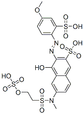 4-Hydroxy-3-[(4-methoxy-2-sulfophenyl)azo]-6-[methyl[[2-(sulfooxy)ethyl]sulfonyl]amino]-2-naphthalenesulfonic acid Struktur