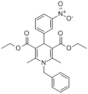 3,5-Pyridinedicarboxylic acid, 1,4-dihydro-2,6-dimethyl-4-(3-nitrophen yl)-1-(phenylmethyl)-, diethyl ester Struktur