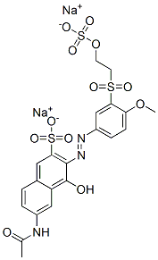 6-(Acetylamino)-4-hydroxy-3-[[4-methoxy-3-[[2-(sulfooxy)ethyl]sulfonyl]phenyl]azo]-2-naphthalenesulfonic acid disodium salt Struktur