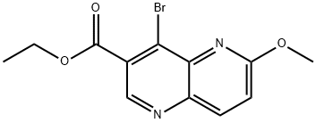 ethyl 4-broMo-6-Methoxy-1,5-naphthyridine-3-carboxylate Struktur