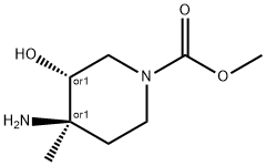 1-Piperidinecarboxylicacid,4-amino-3-hydroxy-4-methyl-,methylester, Struktur