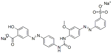 disodium 5-[[4-[[[[2-methoxy-4-[(3-sulphonatophenyl)azo]phenyl]amino]carbonyl]amino]phenyl]azo]salicylate Struktur