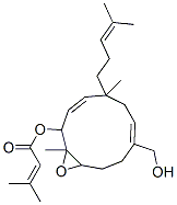 3-Methyl-2-butenoic acid [8-hydroxymethyl-1,5-dimethyl-5-(4-methyl-3-pentenyl)-12-oxabicyclo[9.1.0]dodeca-3,7-dien-2-yl] ester Struktur