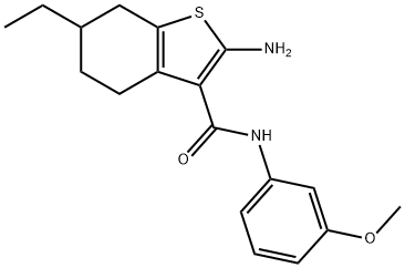 2-AMINO-6-ETHYL-N-(3-METHOXYPHENYL)-4,5,6,7-TETRAHYDRO-1-BENZOTHIOPHENE-3-CARBOXAMIDE Struktur