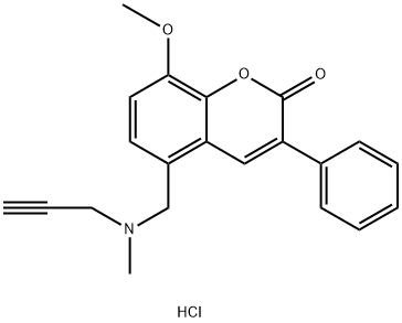 8-methoxy-5-[(methylprop-2-ynylamino)methyl]-3-phenyl-2-benzopyrone hydrochloride Struktur