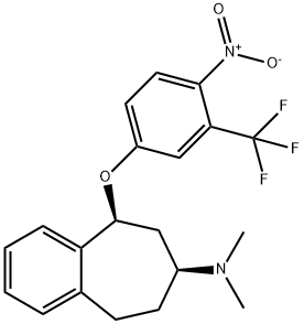 5H-Benzocyclohepten-7-amine, 6,7,8,9-tetrahydro-N,N-dimethyl-5-(4-nitr o-3- (trifluoromethyl)phenoxy)-, cis- Struktur