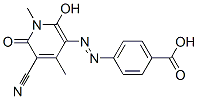 4-[(5-cyano-1,6-dihydro-2-hydroxy-1,4-dimethyl-6-oxopyridin-3-yl)azo]benzoic acid  Struktur