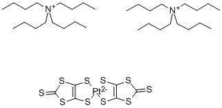 BIS(TETRA-N-BUTYLAMMONIUM) BIS(1,3-DITHIOLE-2-THIONE-4,5-DITHIOLATO)PLATINUM(II) Struktur