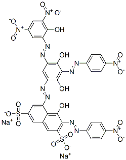 5-[[2,4-Dihydroxy-5-[(2-hydroxy-3,5-dinitrophenyl)azo]-3-[(4-nitrophenyl)azo]phenyl]azo]-4-hydroxy-3-[(4-nitrophenyl)azo]-2,7-naphthalenedisulfonic acid disodium salt Struktur