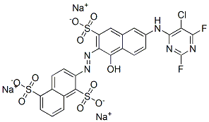 7-[(5-Chloro-2,4-difluoropyrimidin-6-yl) amino]-4-hydroxy-3-[(1,5-disulfonaphthalen-2-yl) azo]-2-naphthalenesulfonic acid, trisodium salt Struktur