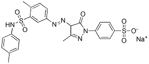 sodium p-[4,5-dihydro-3-methyl-4-[[3-[(p-tolylamino)sulphonyl]-p-tolyl]azo]-5-oxo-1H-pyrazol-1-yl]benzenesulphonate Struktur