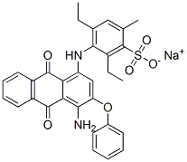 sodium 4-[(4-amino-9,10-dihydro-9,10-dioxo-3-phenoxy-1-anthryl)amino]-3,5-diethyltoluene-2-sulphonate Struktur