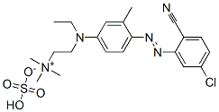 [2-[[4-[(5-chloro-2-cyanophenyl)azo]-3-methylphenyl]ethylamino]ethyl]trimethylammonium hydrogen sulphate Struktur