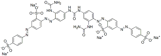 tetrasodium 2,2'-[carbonylbis[imino[2-[(aminocarbonyl)amino]-4,1-phenylene]azo]]bis[5-[(4-sulphonatophenyl)azo]benzenesulphonate] Struktur