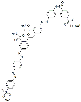 5-[[4-[(4-Sulfophenyl)azo]phenyl]azo]-2-[2-[2-sulfo-4-[[4-[(4-sulfophenyl)-ONN-azoxy]phenyl]azo]phenyl]ethenyl]benzenesulfonic acid tetrasodium salt Struktur