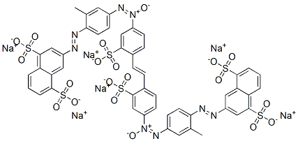 3,3'-[1,2-Ethenediylbis[(3-sulfo-4,1-phenylene)-ONN-azoxy(2-methyl-4,1-phenylene)azo]]bis(1,5-naphthalenedisulfonic acid)hexasodium salt Struktur