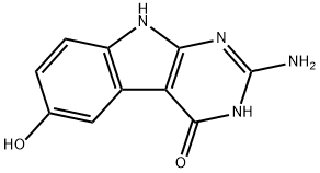 4H-Pyrimido[4,5-b]indol-4-one, 2-amino-1,9-dihydro-6-hydroxy- (9CI) Struktur