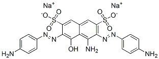 disodium 4-amino-3,6-bis[(4-aminophenyl)azo]-5-hydroxynaphthalene-2,7-disulphonate Struktur