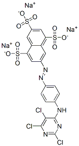 7-[[4-[(2,5,6-Trichloro-4-pyrimidinyl)amino]phenyl]azo]-1,3,5-naphthalenetrisulfonic acid trisodium salt Struktur