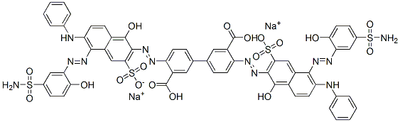 disodium dihydrogen 4,4'-bis[[5-[[5-(aminosulphonyl)-2-hydroxyphenyl]azo]-1-hydroxy-6-(phenylamino)-3-sulphonato-2-naphthyl]azo][1,1'-biphenyl]-3,3'-dicarboxylate Struktur